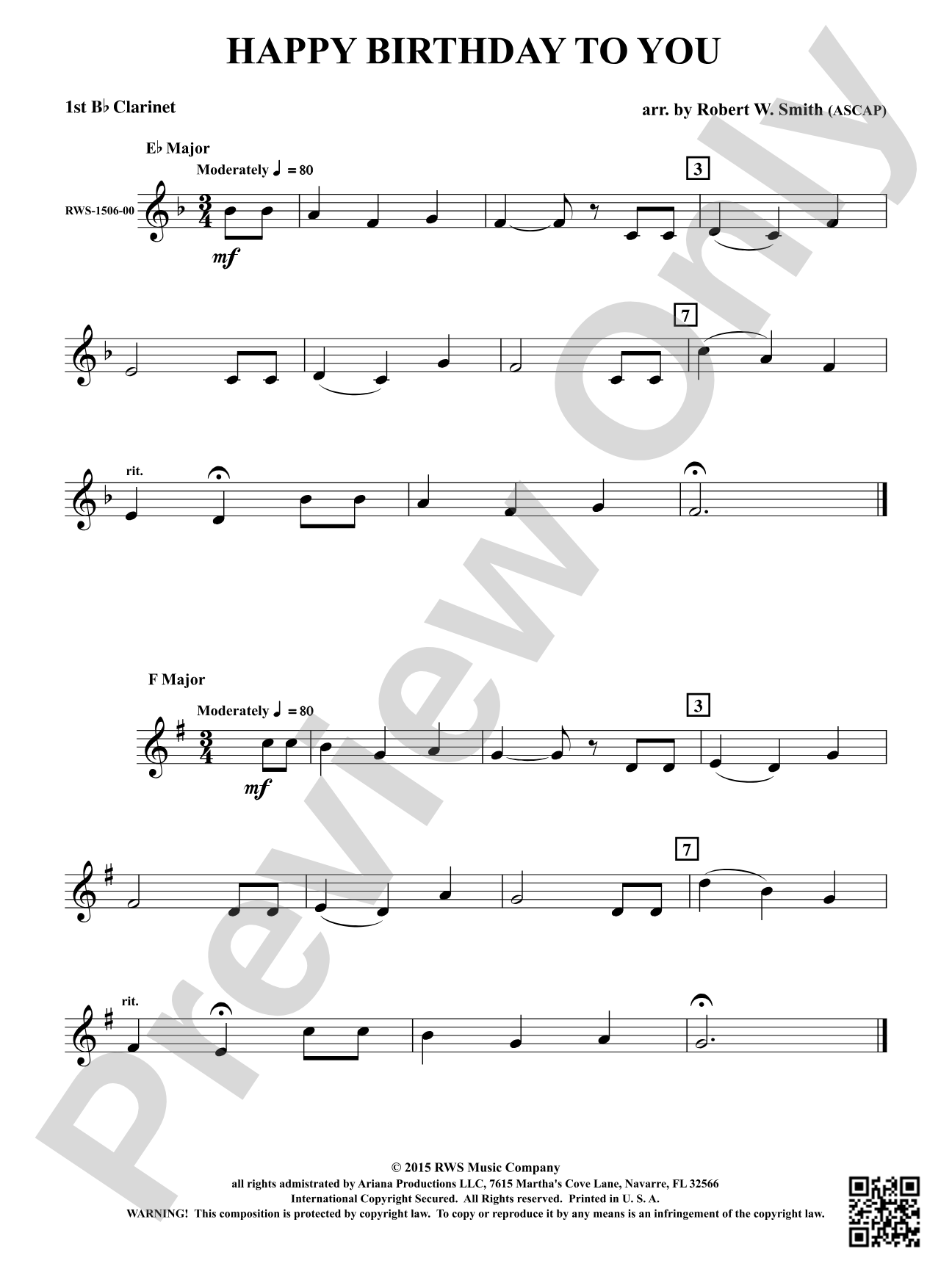 Happy Birthday to You: 1st B-flat Clarinet