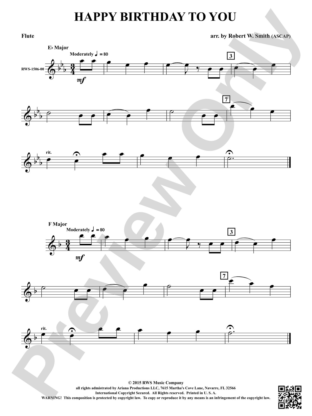 Happy Birthday to You: 1st Flute