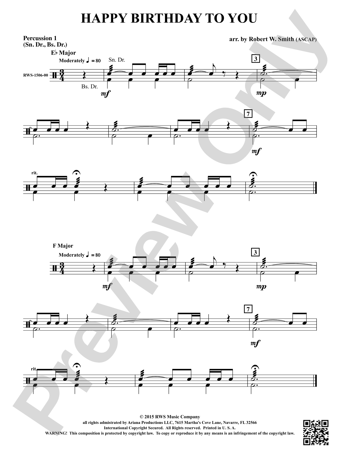 Happy Birthday to You: 1st Percussion