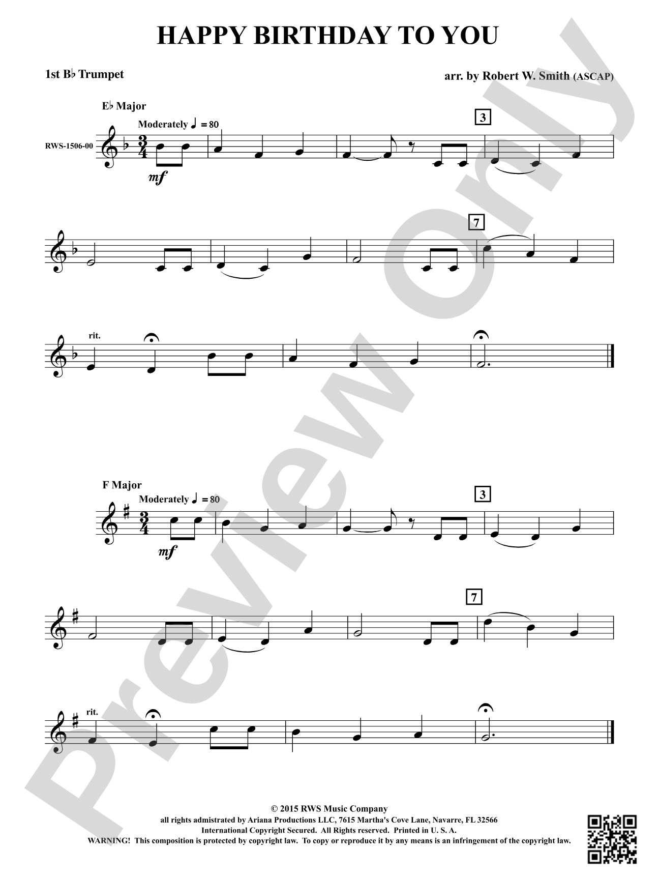 Happy Birthday to You: 1st B-flat Trumpet