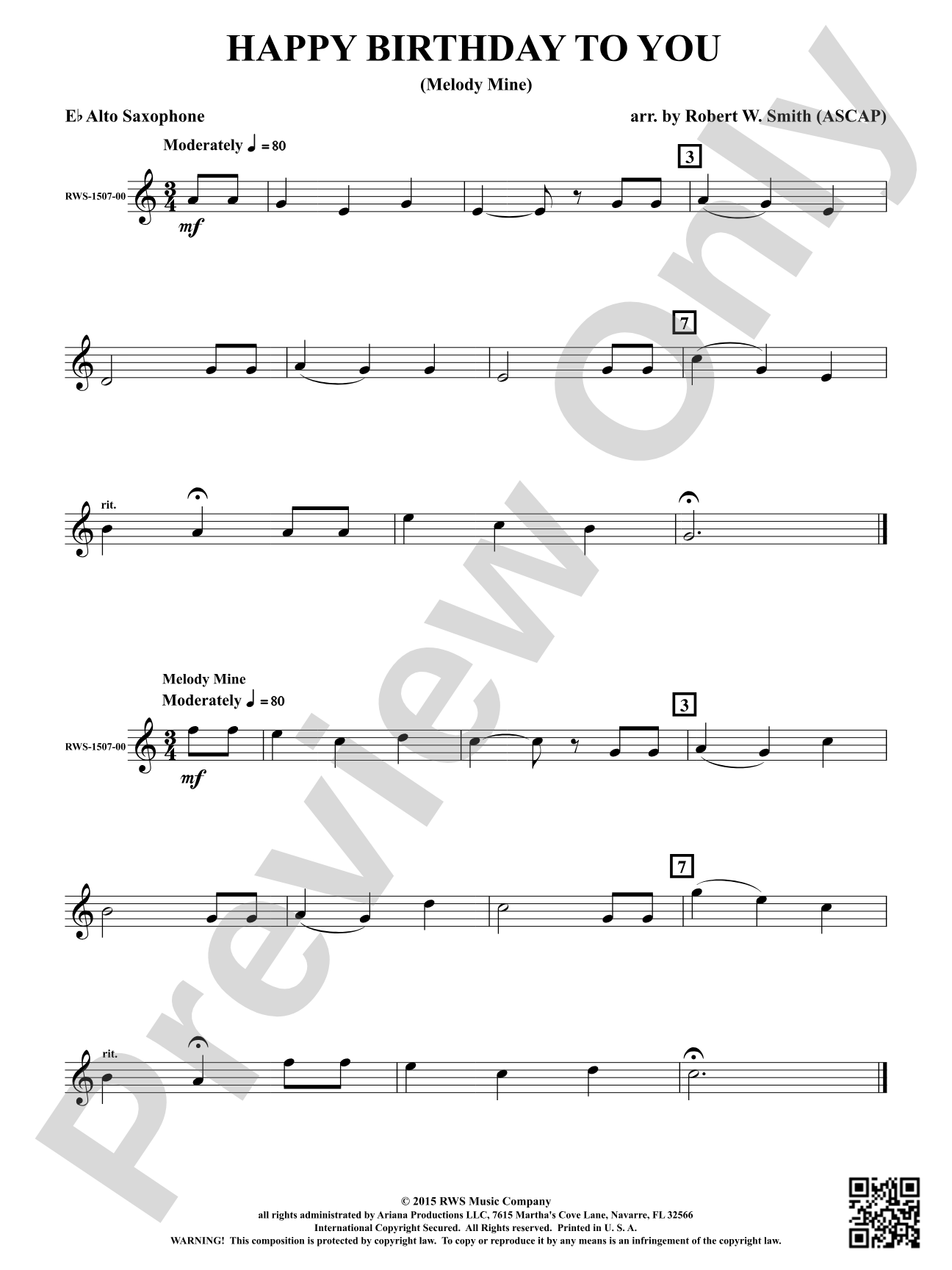 Happy Birthday to You: 1st E-flat Alto Saxophone