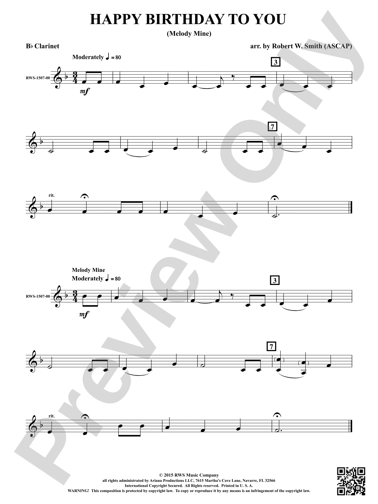 Happy Birthday to You: 1st B-flat Clarinet