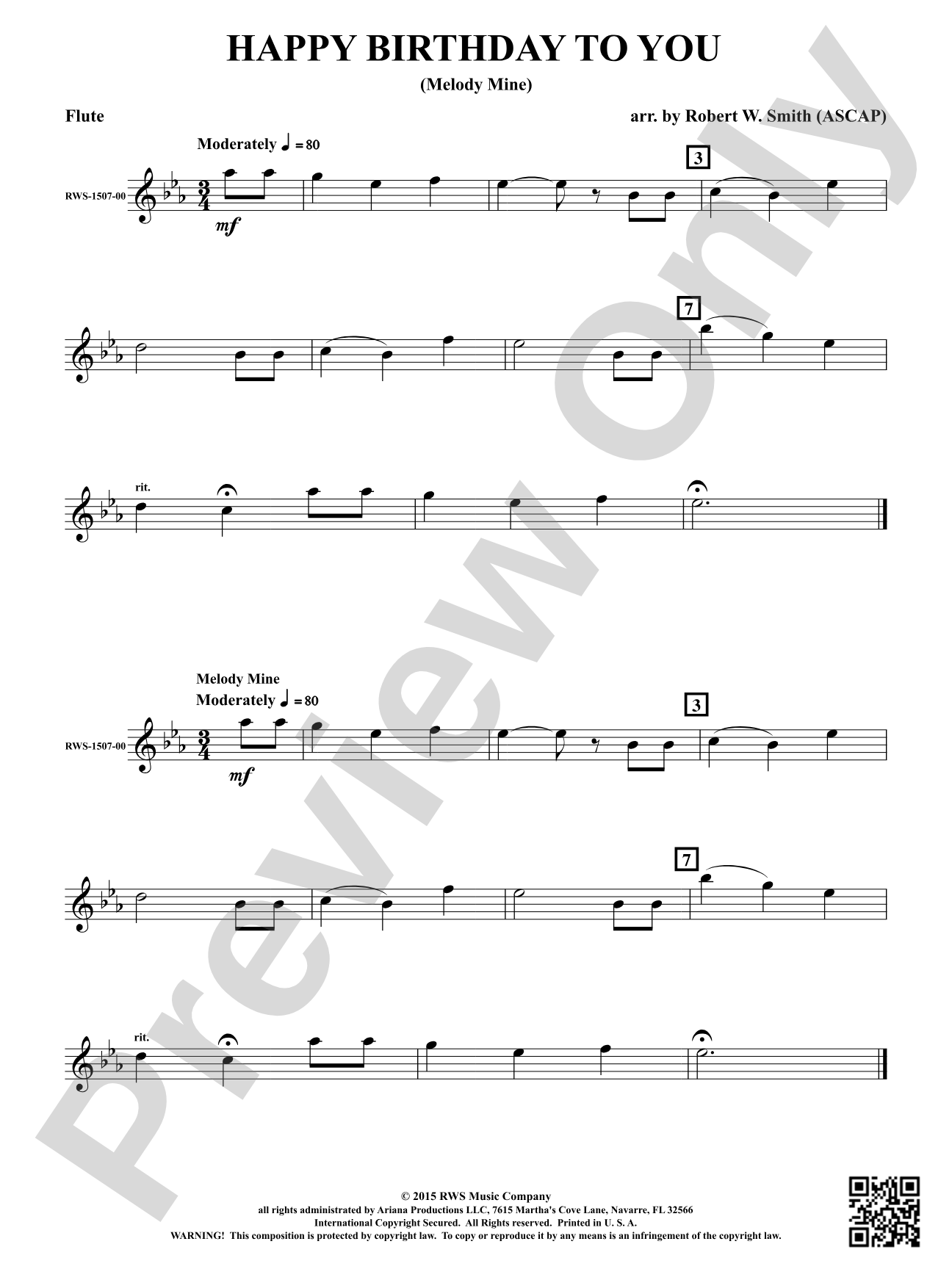 Happy Birthday to You: 1st Flute