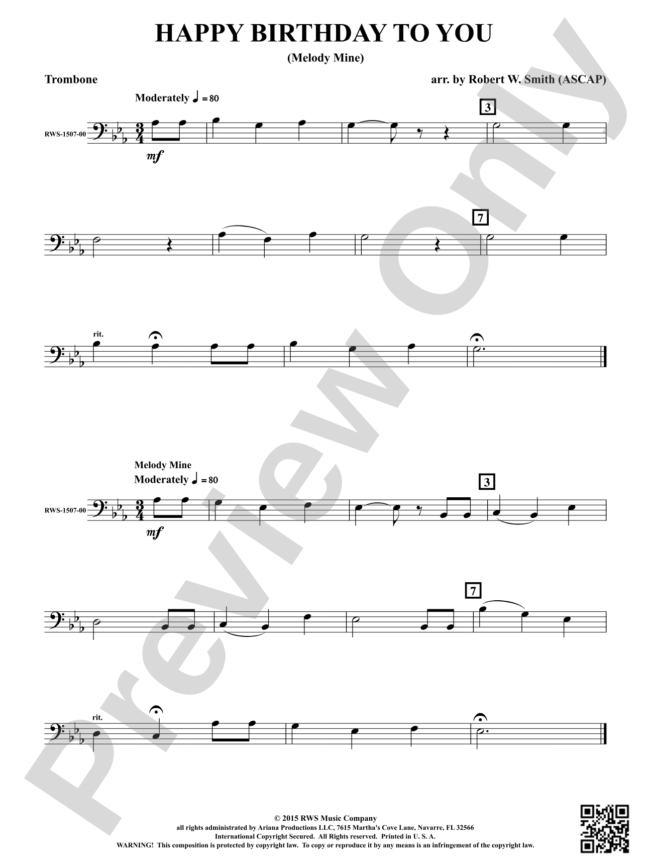 Happy Birthday to You: 1st Trombone