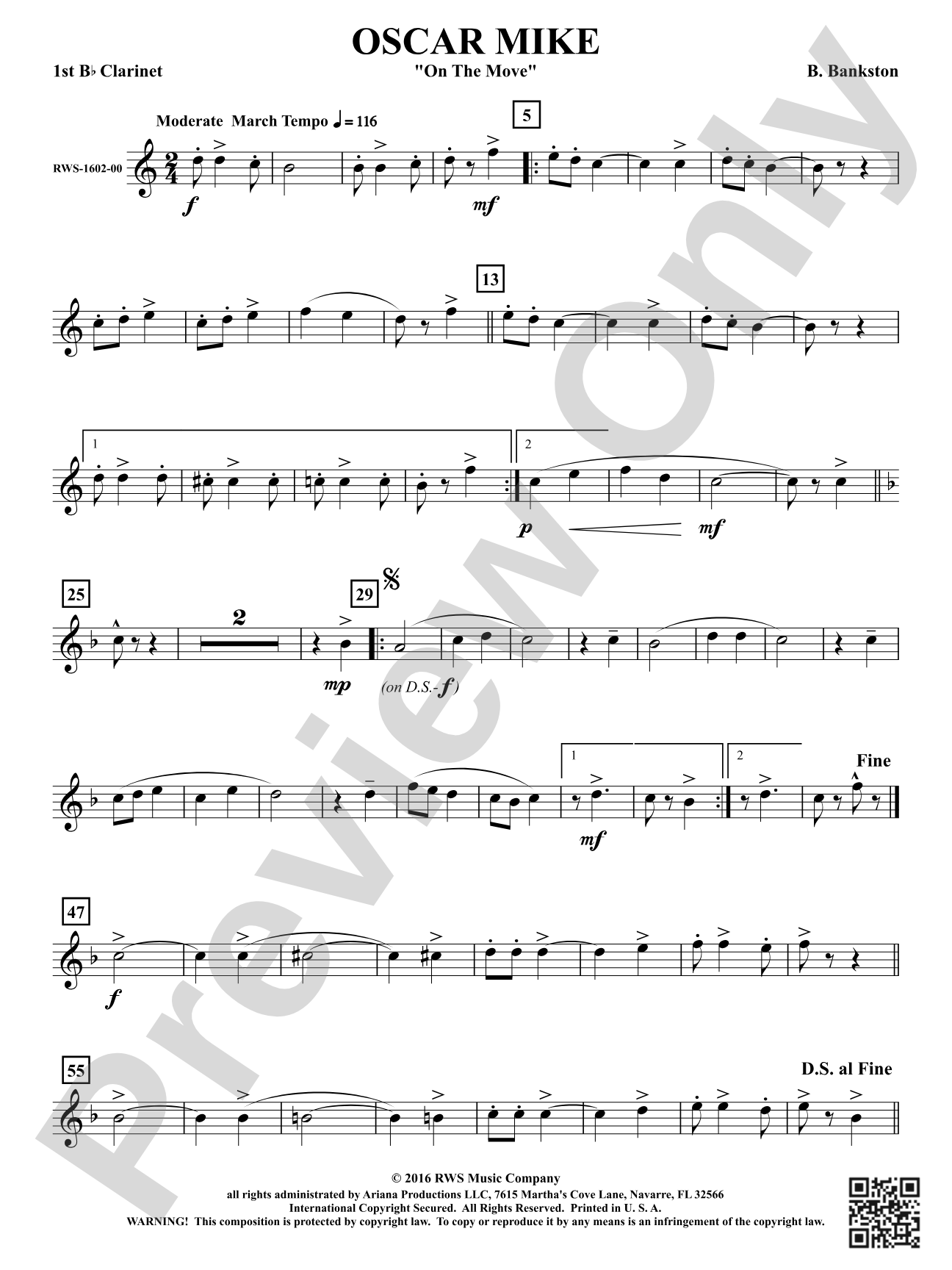 Oscar Mike - On the Move: 1st B-flat Clarinet