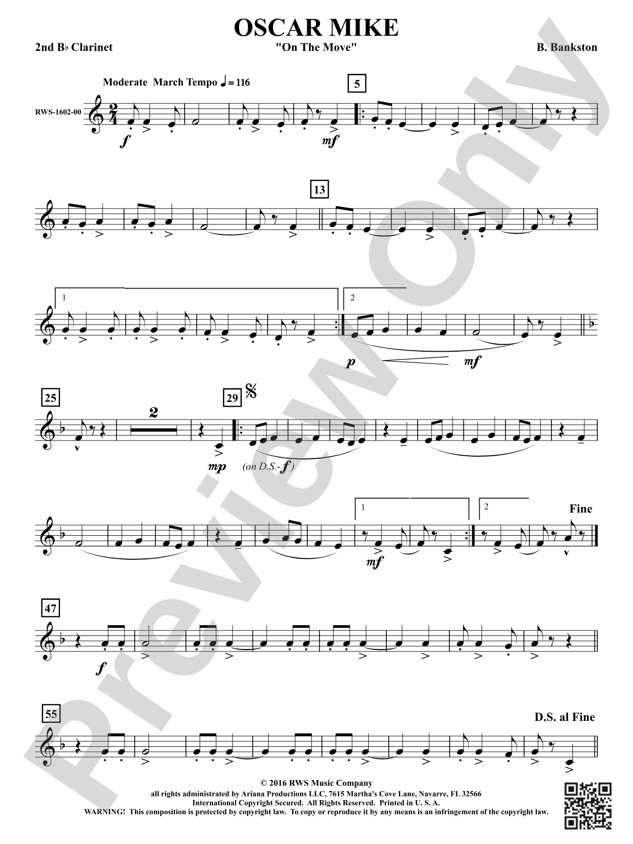 Oscar Mike - On the Move: 2nd B-flat Clarinet