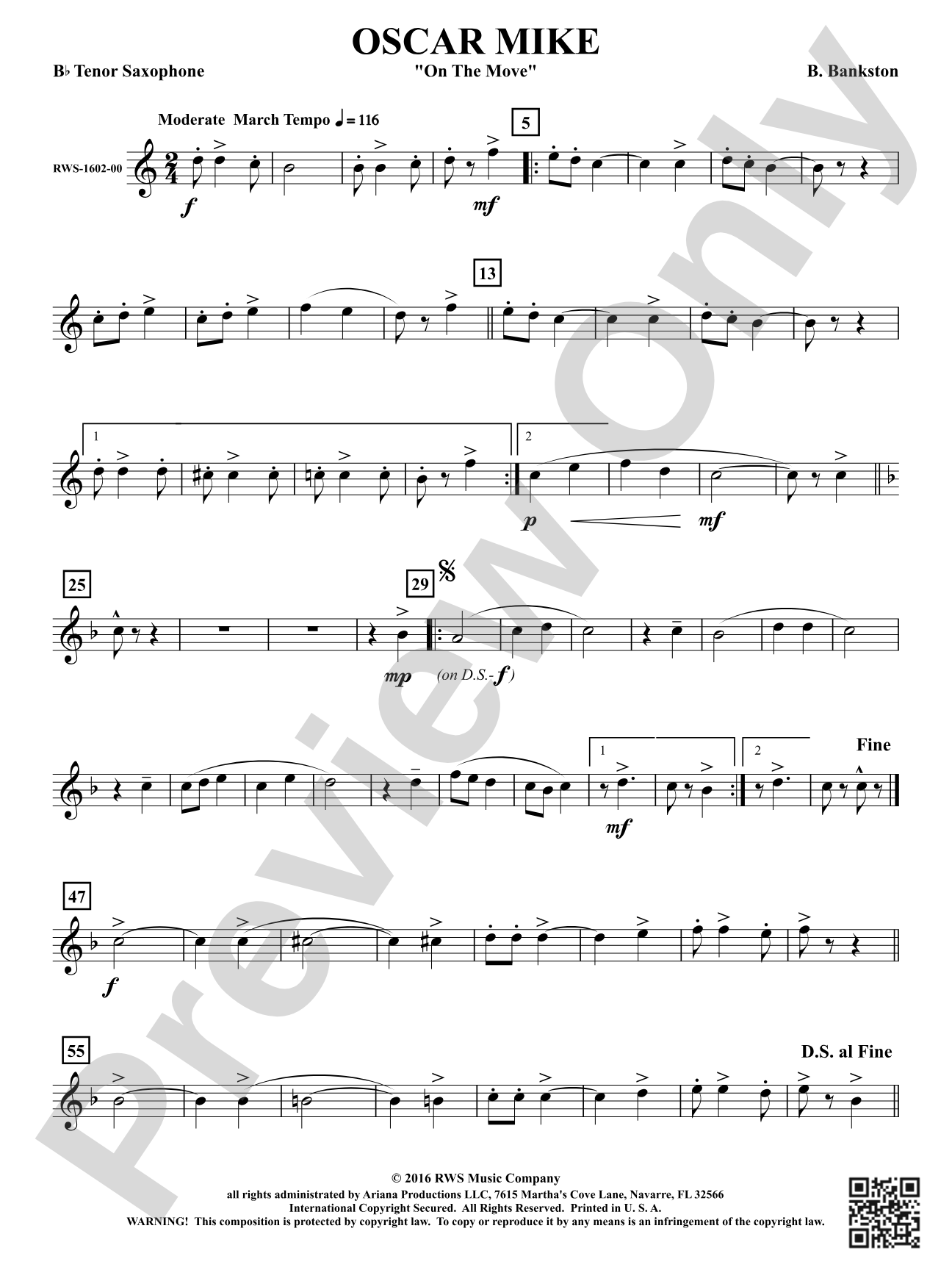 Oscar Mike - On the Move: B-flat Tenor Saxophone