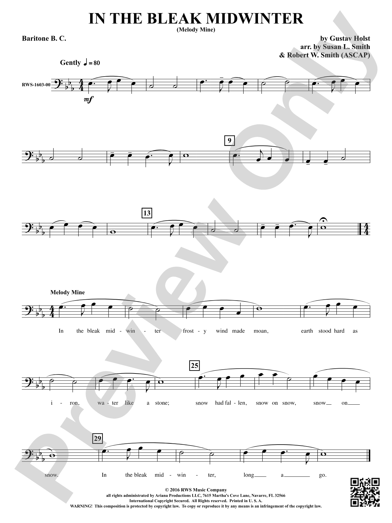 In the Bleak Midwinter: Baritone B.C.