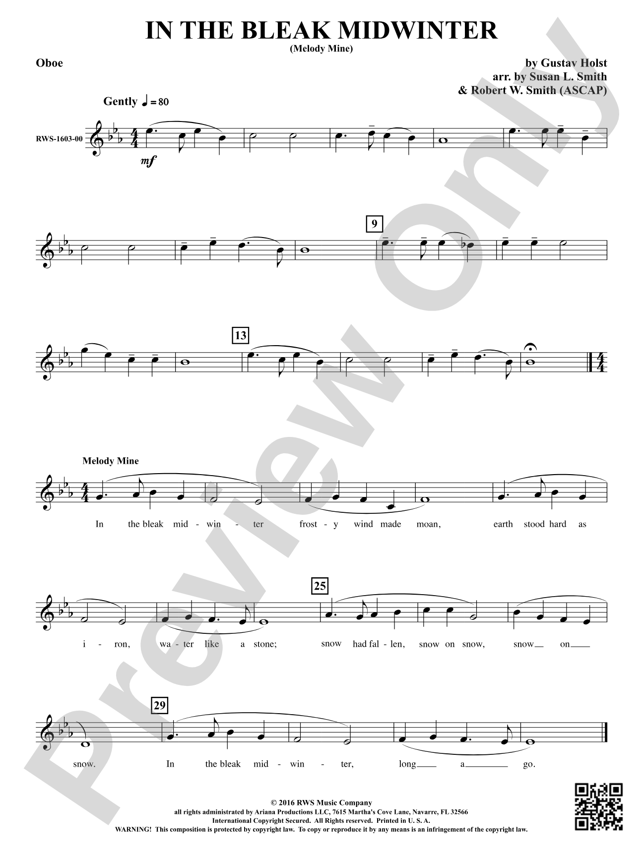 In the Bleak Midwinter: Oboe