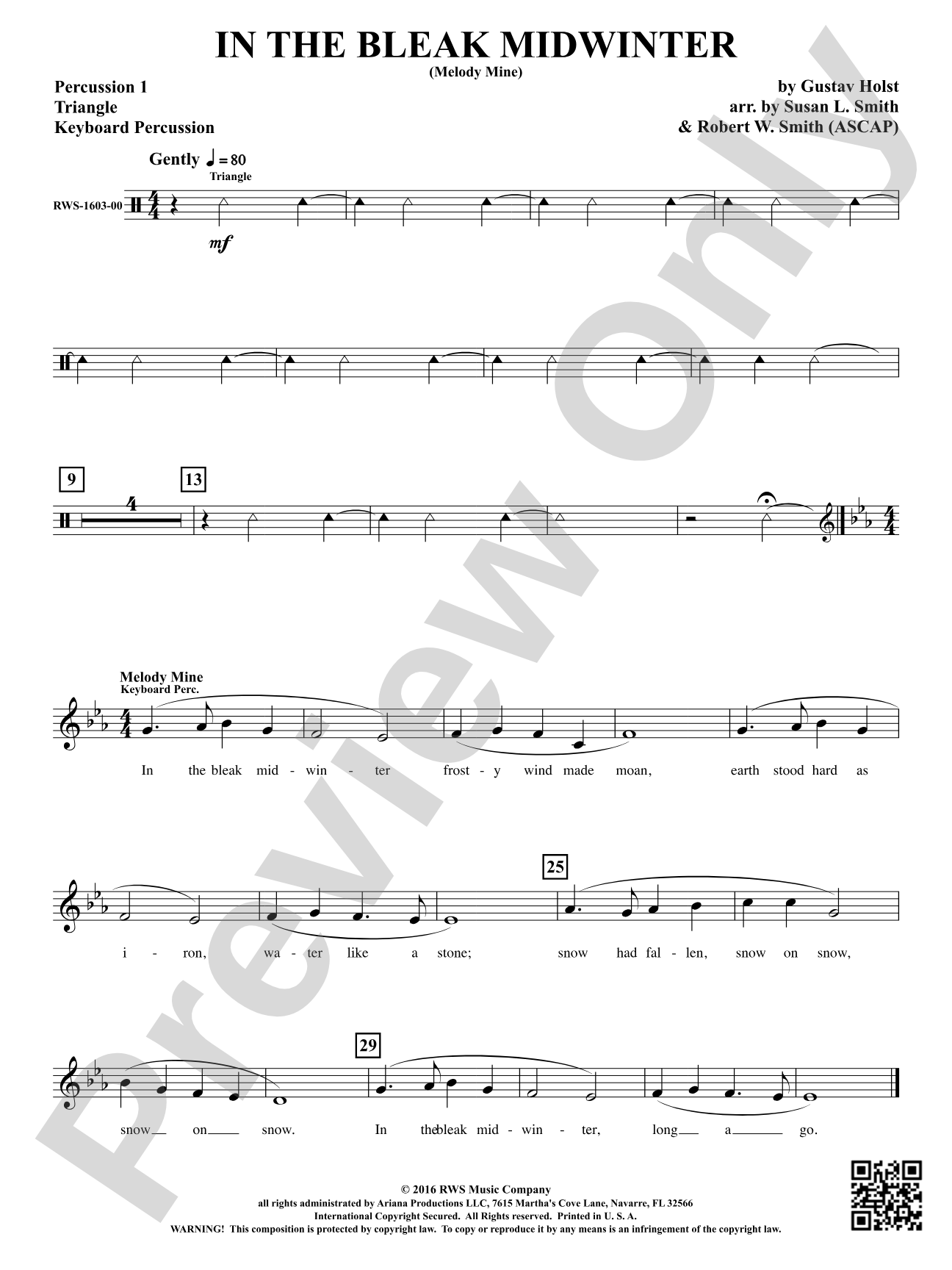 In the Bleak Midwinter: 1st Percussion