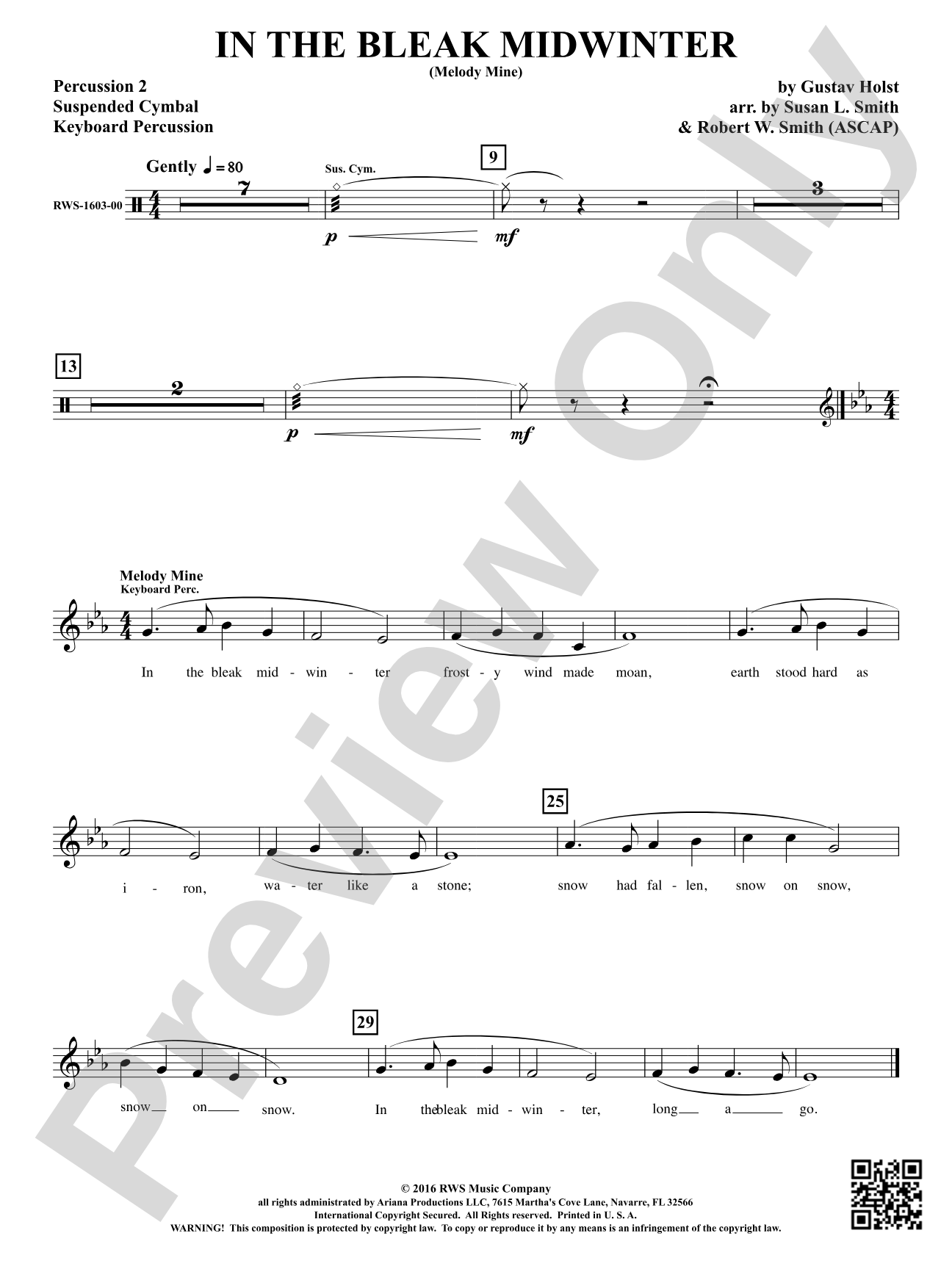 In the Bleak Midwinter: 2nd Percussion