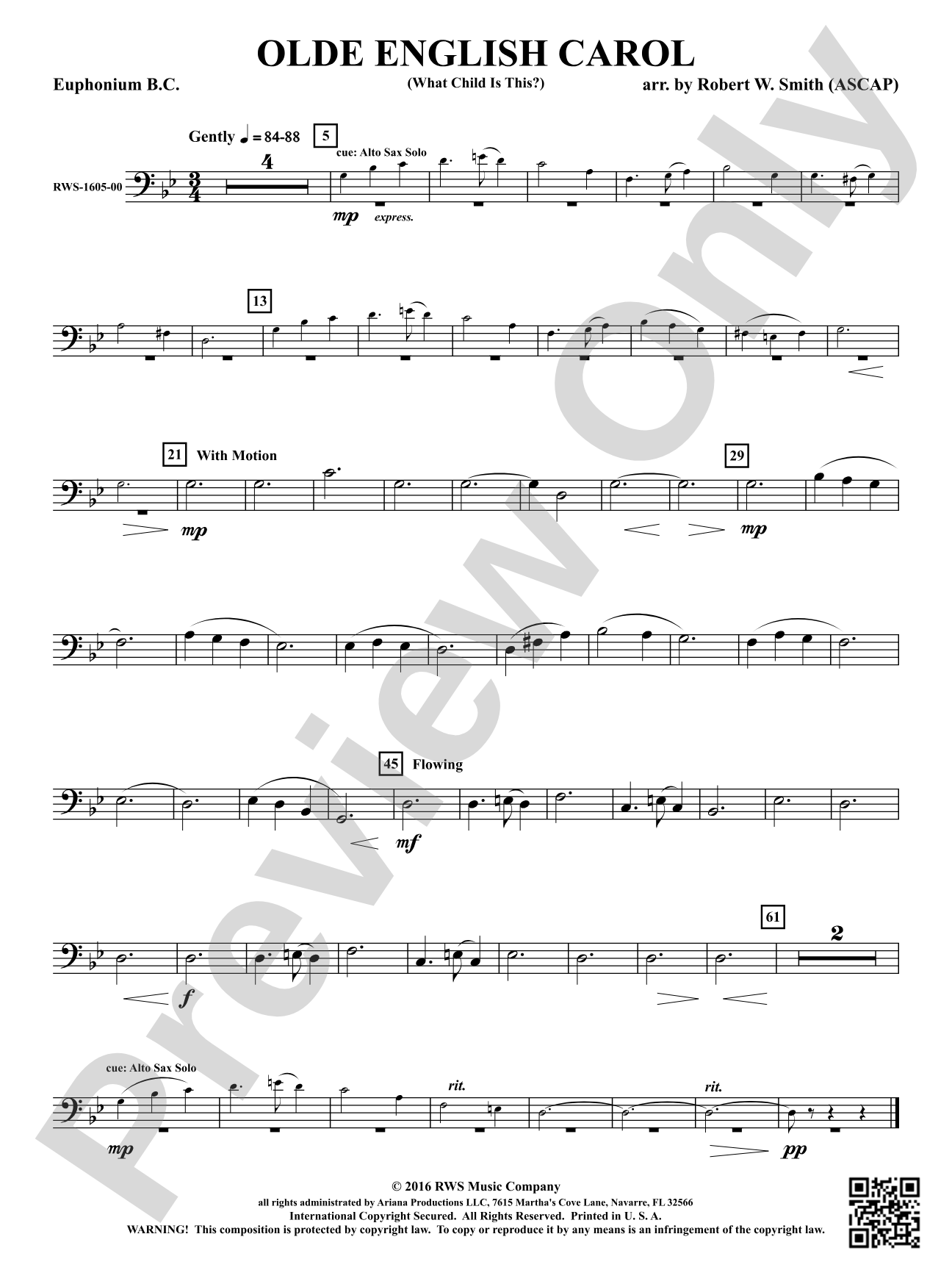 Olde English Carol - What Child Is This?: Baritone B.C.