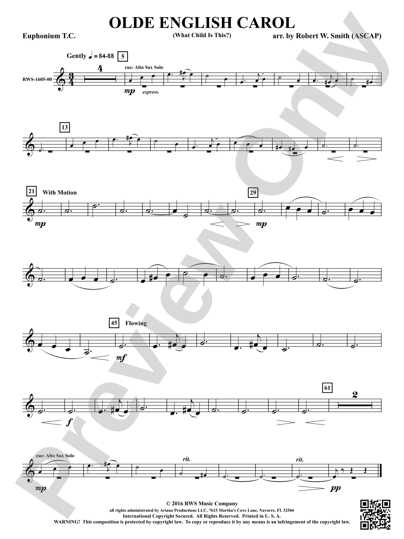 Olde English Carol - What Child Is This?: Baritone T.C.