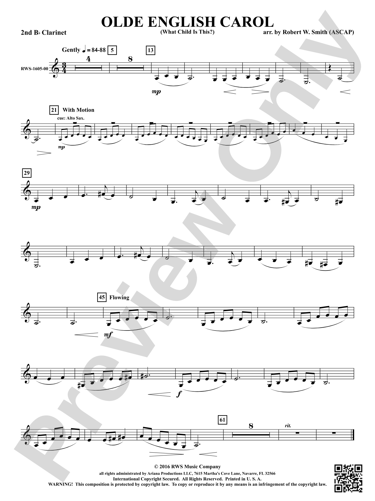 Olde English Carol - What Child Is This?: 2nd B-flat Clarinet