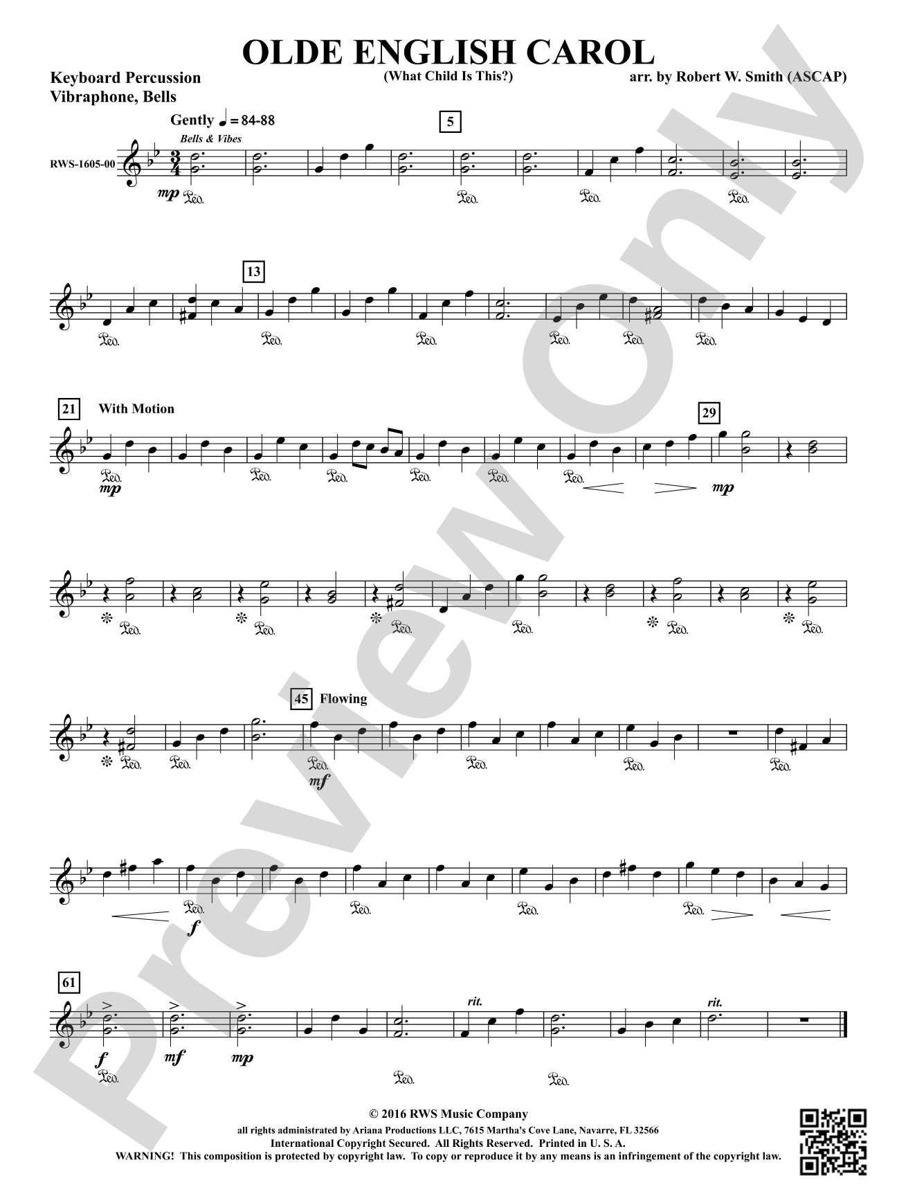 Olde English Carol - What Child Is This?: 1st Mallet Percussion