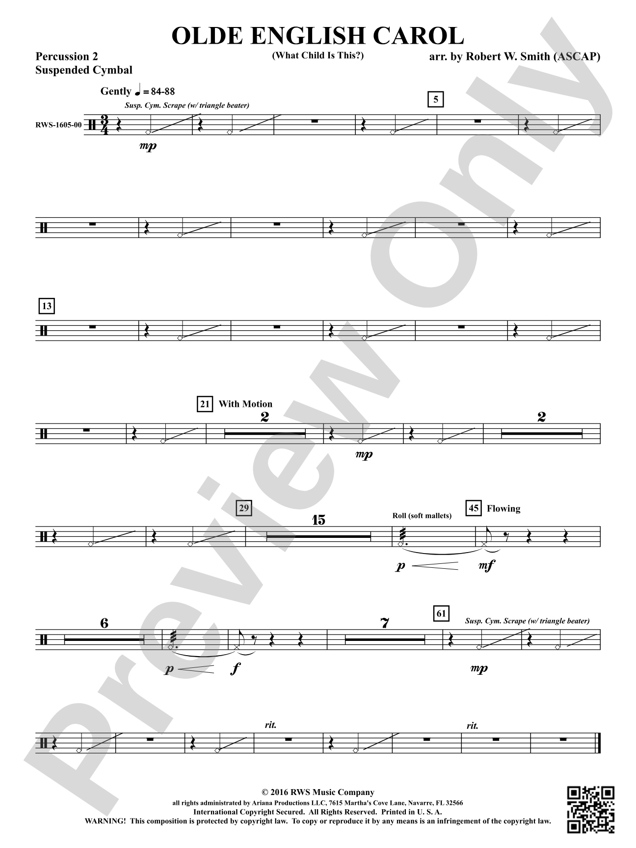 Olde English Carol - What Child Is This?: 2nd Percussion
