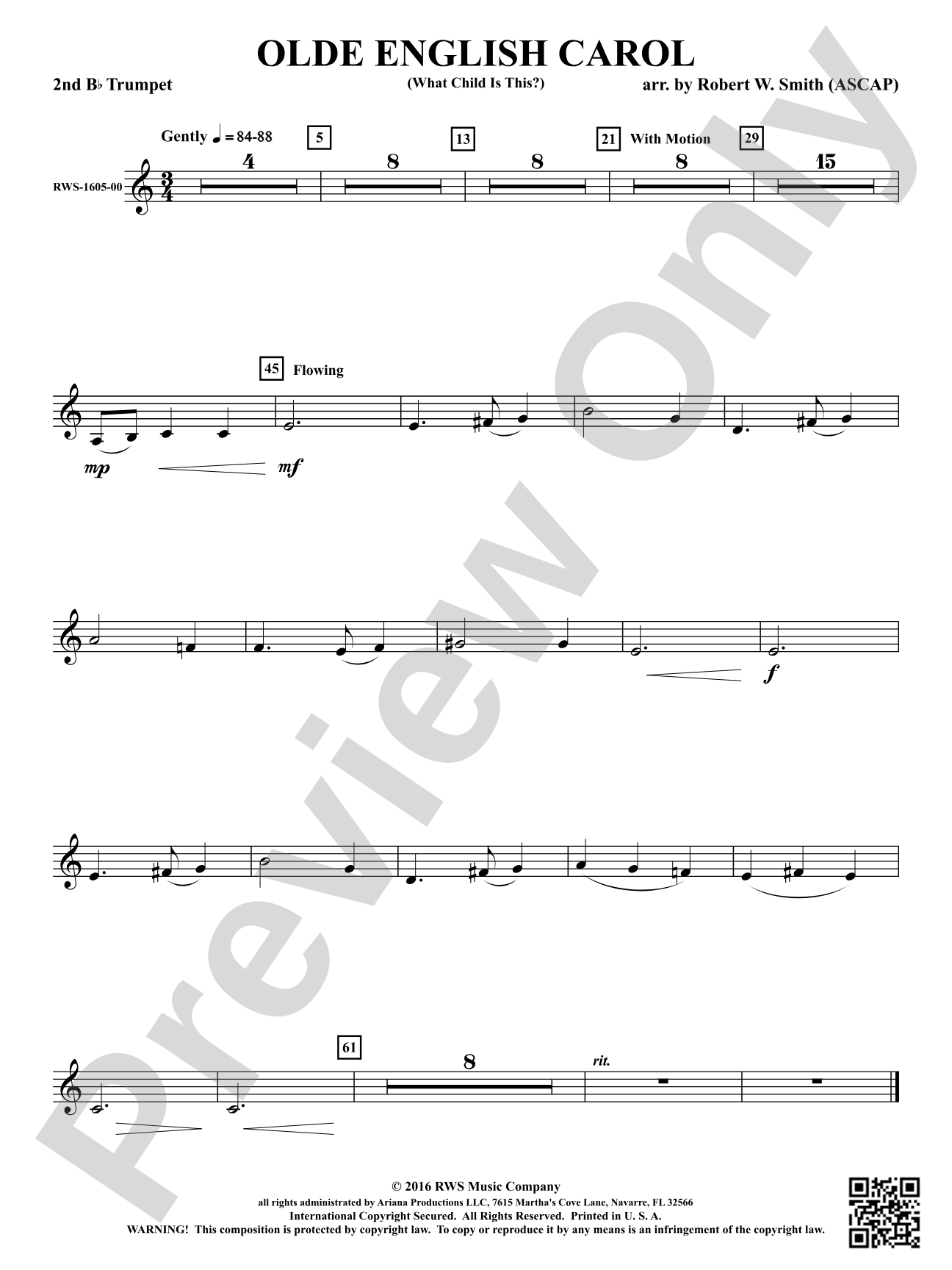 Olde English Carol - What Child Is This?: 2nd B-flat Trumpet