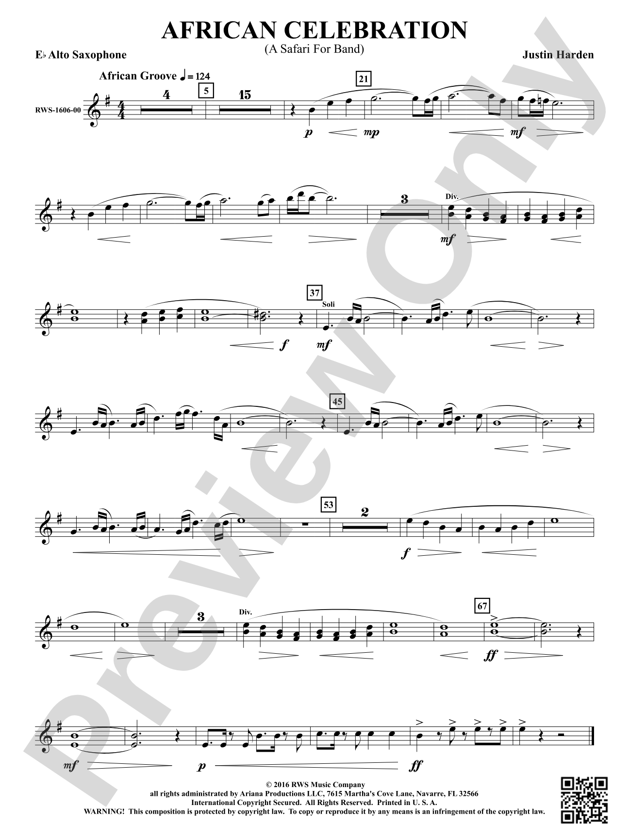 African Celebration - A Safari for Band: 1st E-flat Alto Saxophone