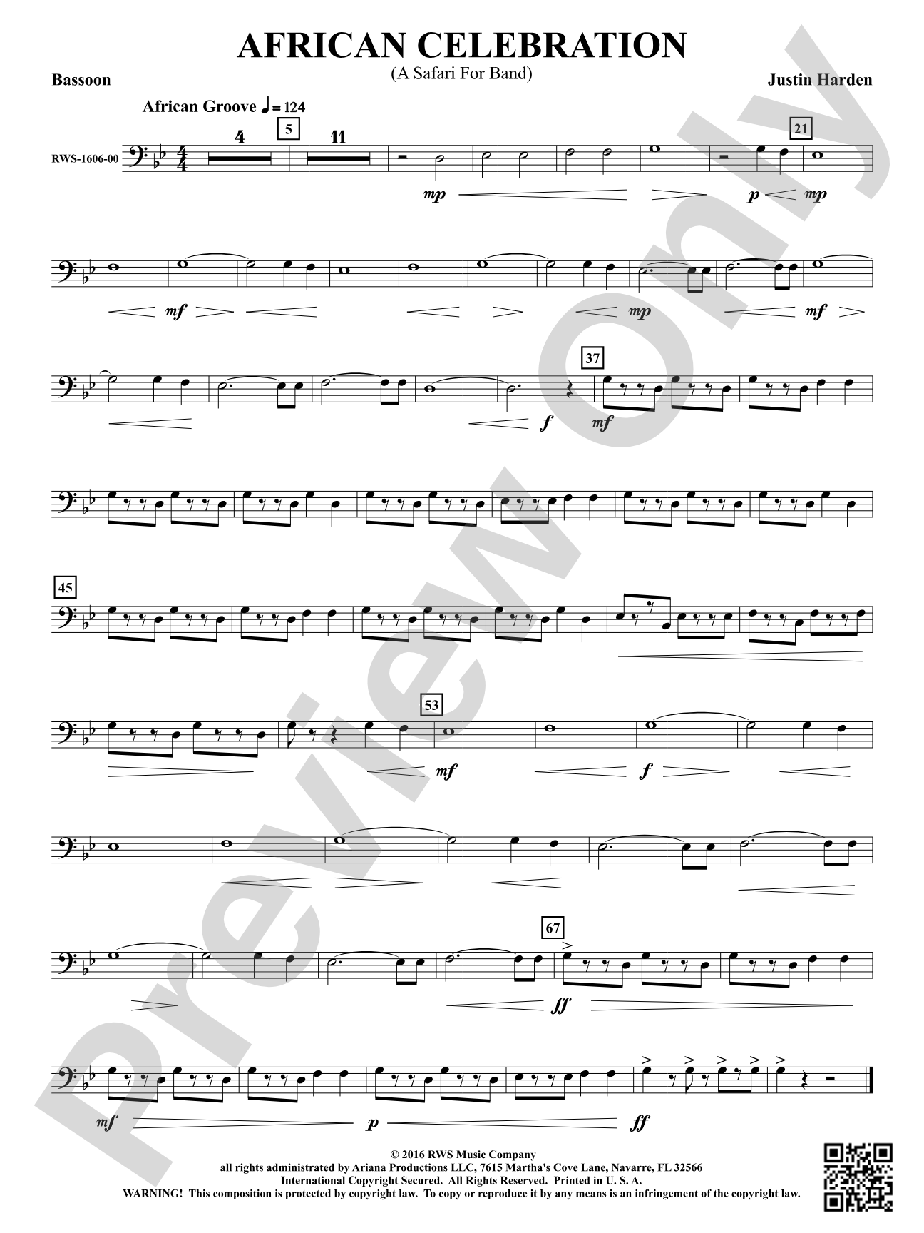 African Celebration - A Safari for Band: Bassoon