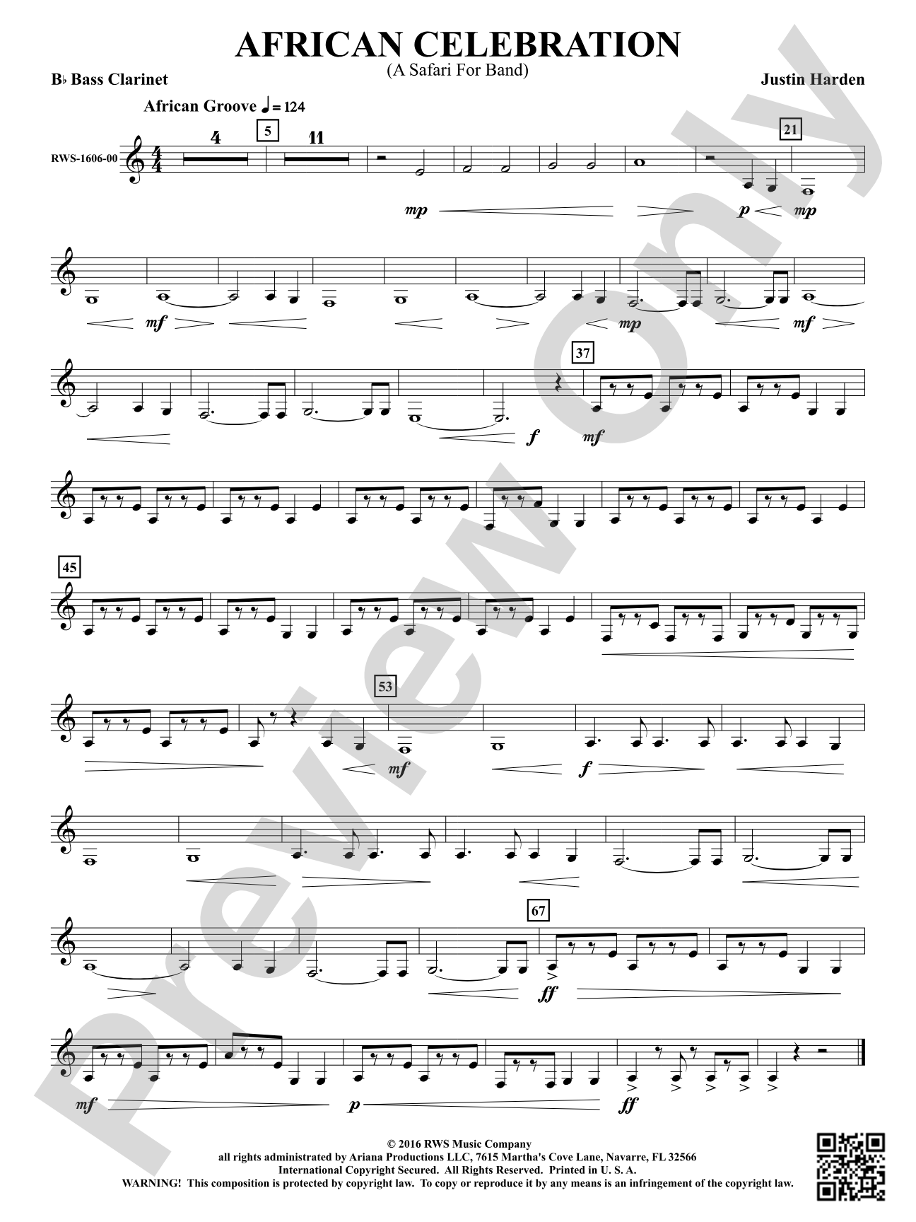 African Celebration - A Safari for Band: B-flat Bass Clarinet