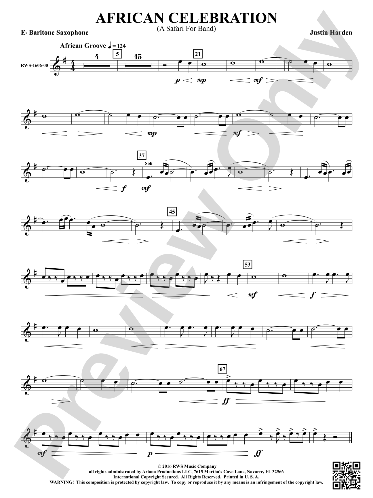 African Celebration - A Safari for Band: E-flat Baritone Saxophone