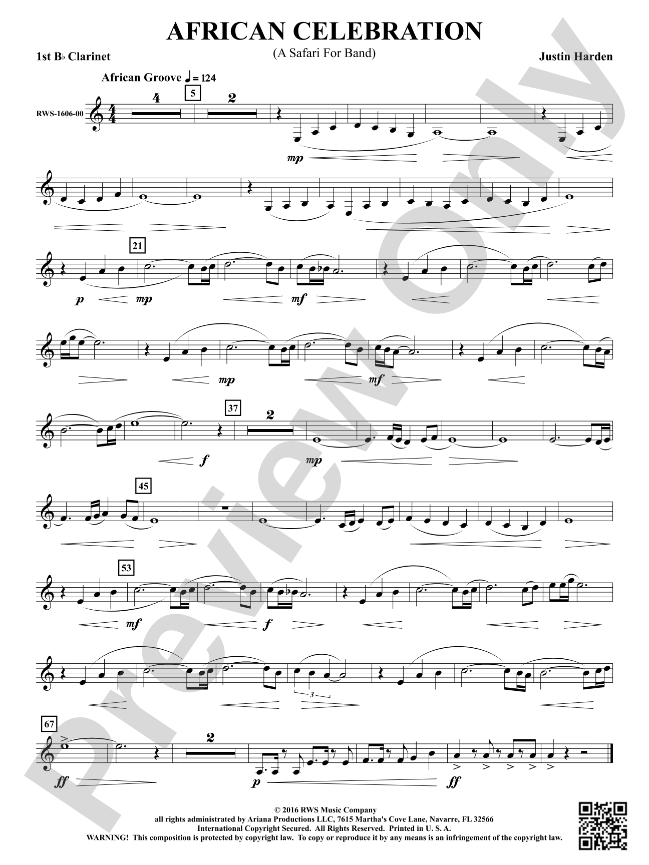 African Celebration - A Safari for Band: 1st B-flat Clarinet