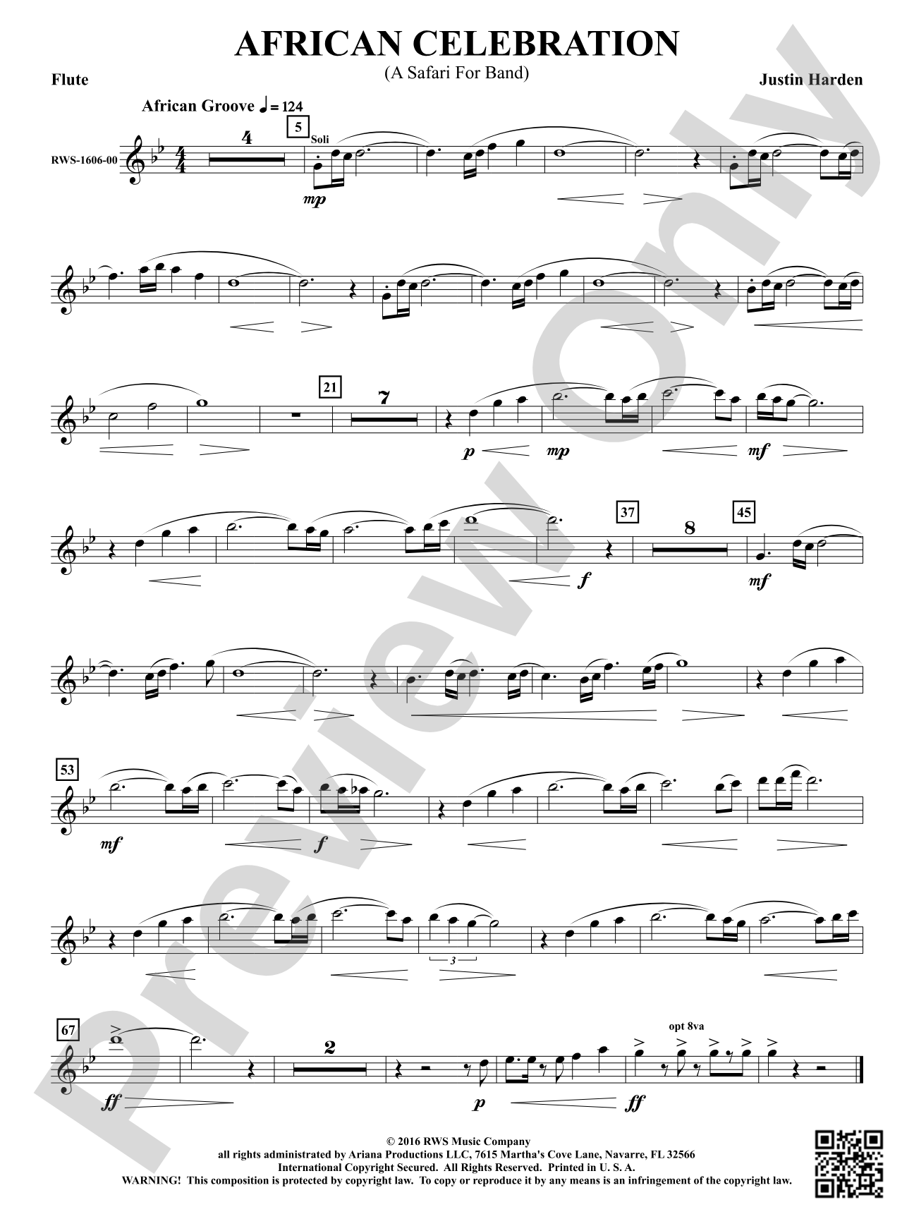 African Celebration - A Safari for Band: 1st Flute