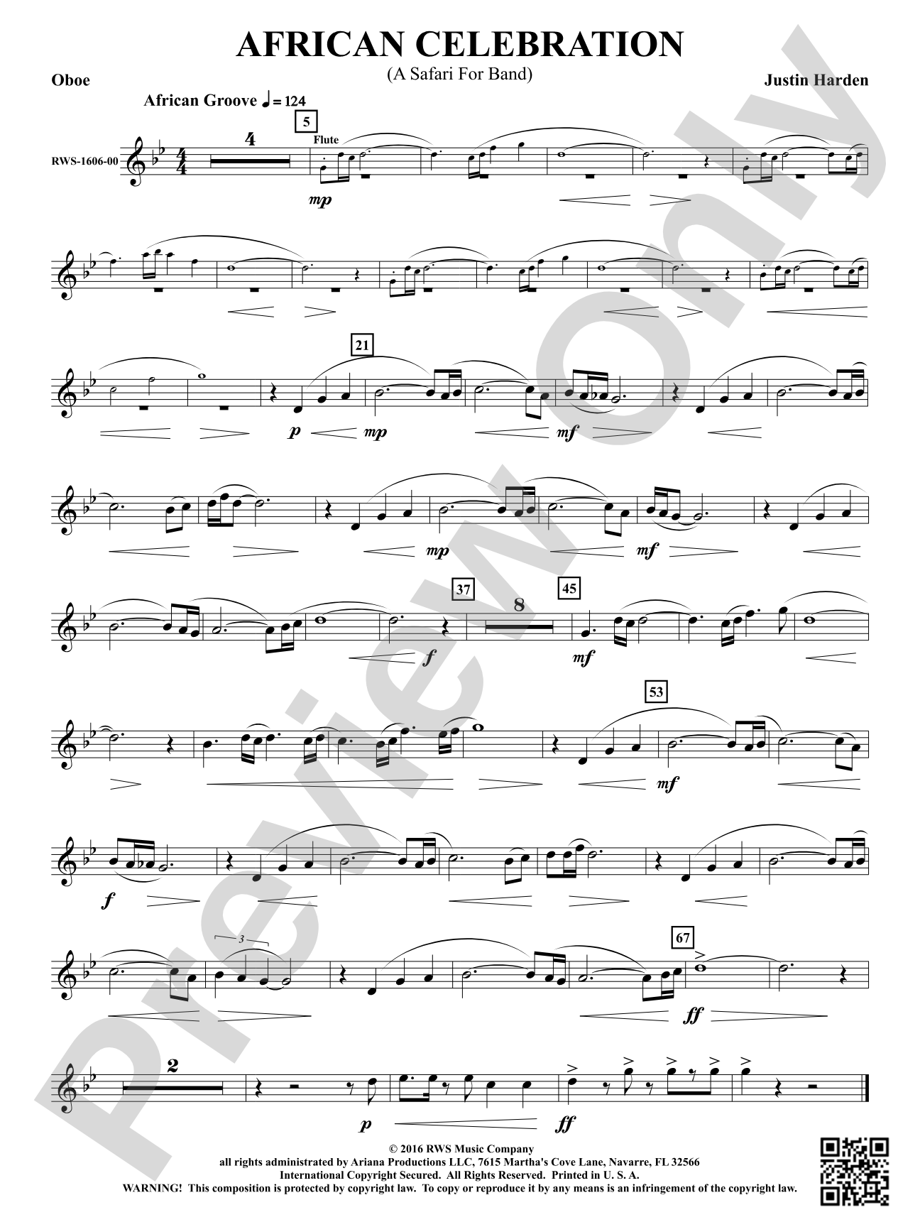 African Celebration - A Safari for Band: Oboe