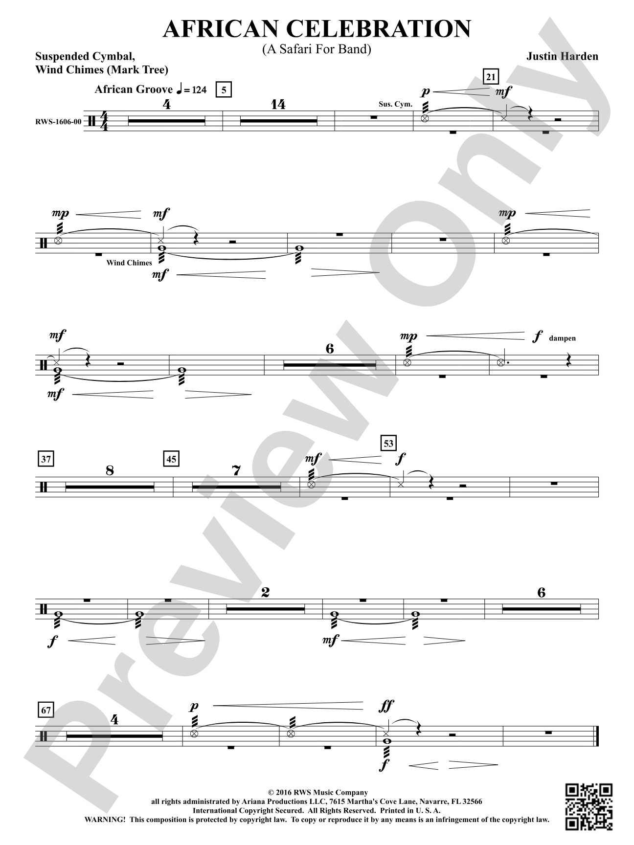 African Celebration - A Safari for Band: Suspended Cymbals / Wind Chimes
