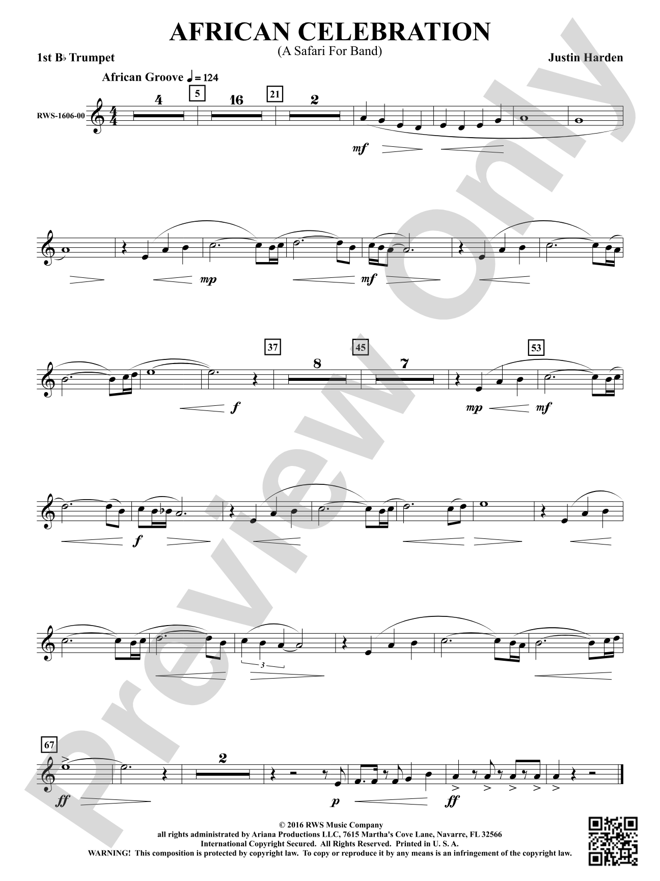 African Celebration - A Safari for Band: 1st B-flat Trumpet