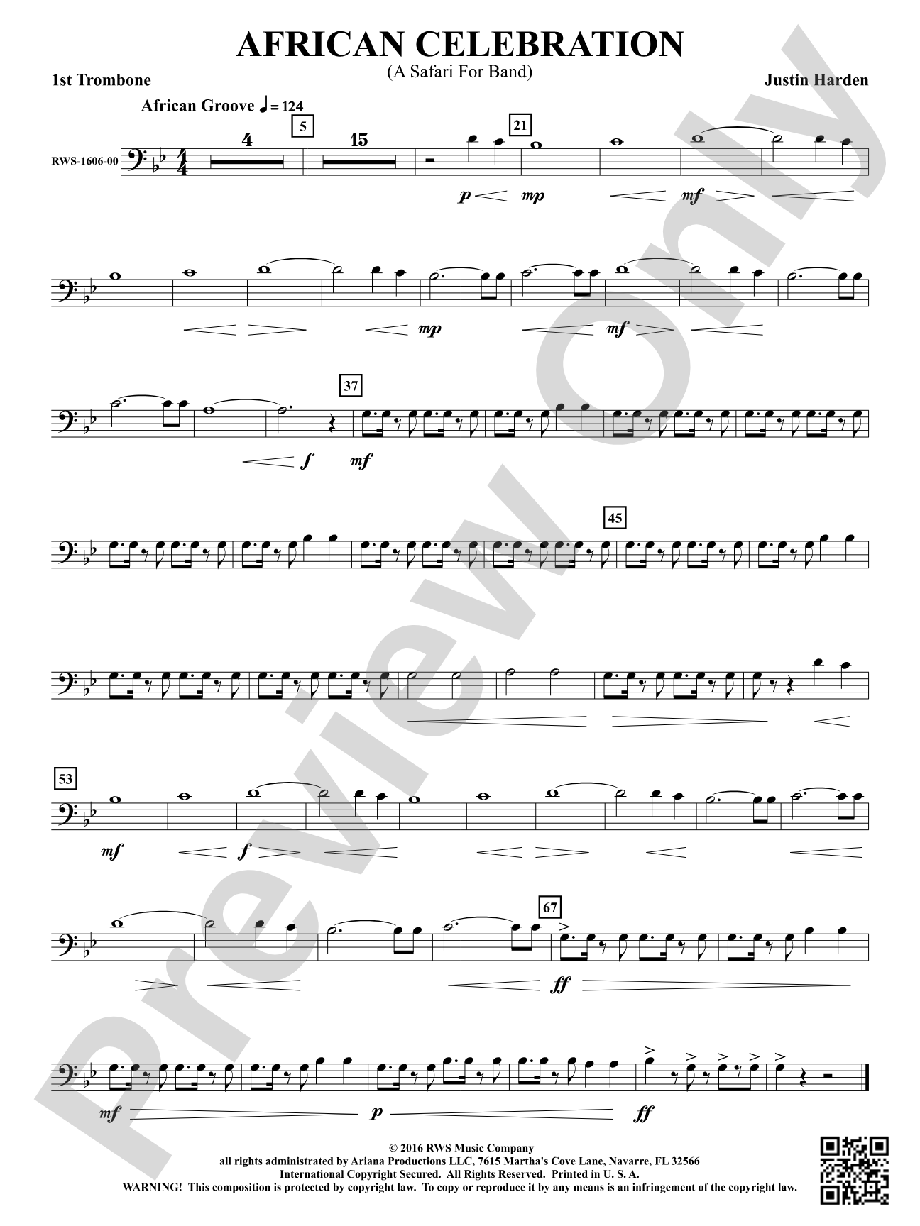 African Celebration - A Safari for Band: 1st Trombone