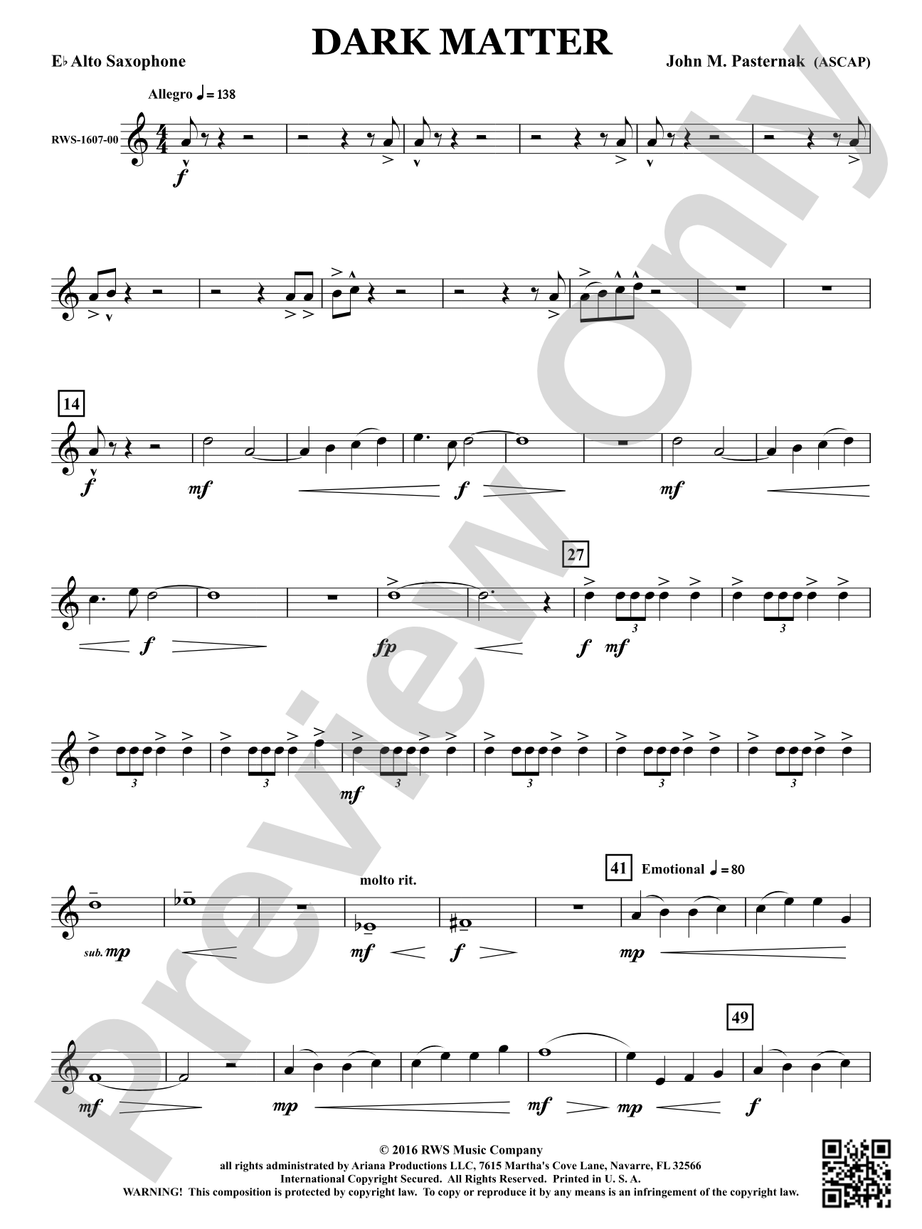 Dark Matter: 1st E-flat Alto Saxophone