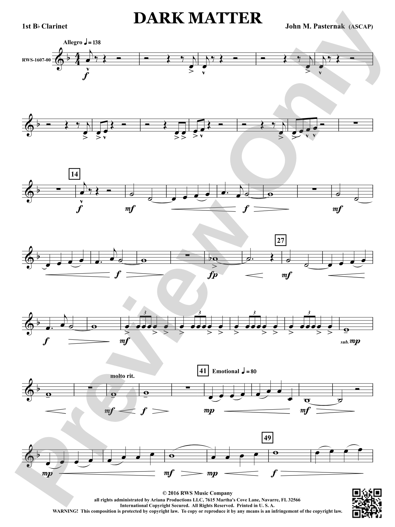 Dark Matter: 1st B-flat Clarinet