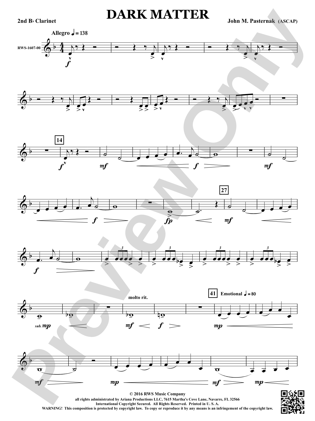 Dark Matter: 2nd B-flat Clarinet