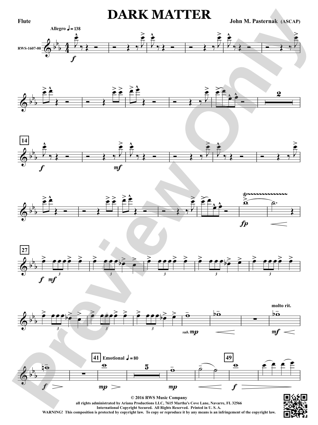 Dark Matter: 1st Flute