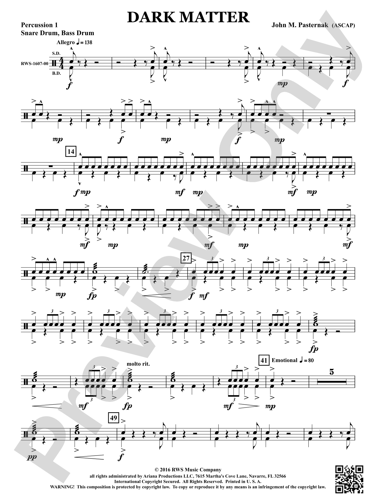 Dark Matter: 1st Percussion