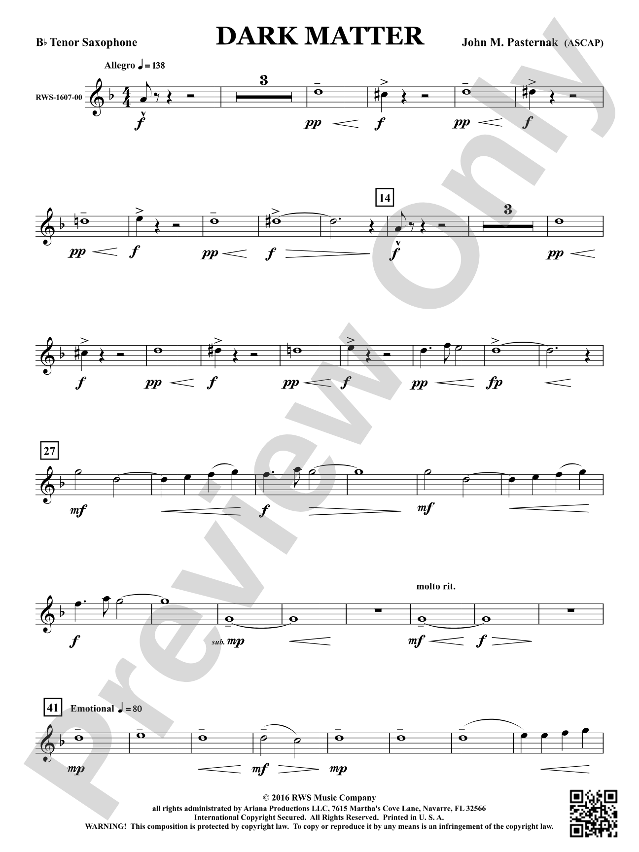 Dark Matter: B-flat Tenor Saxophone