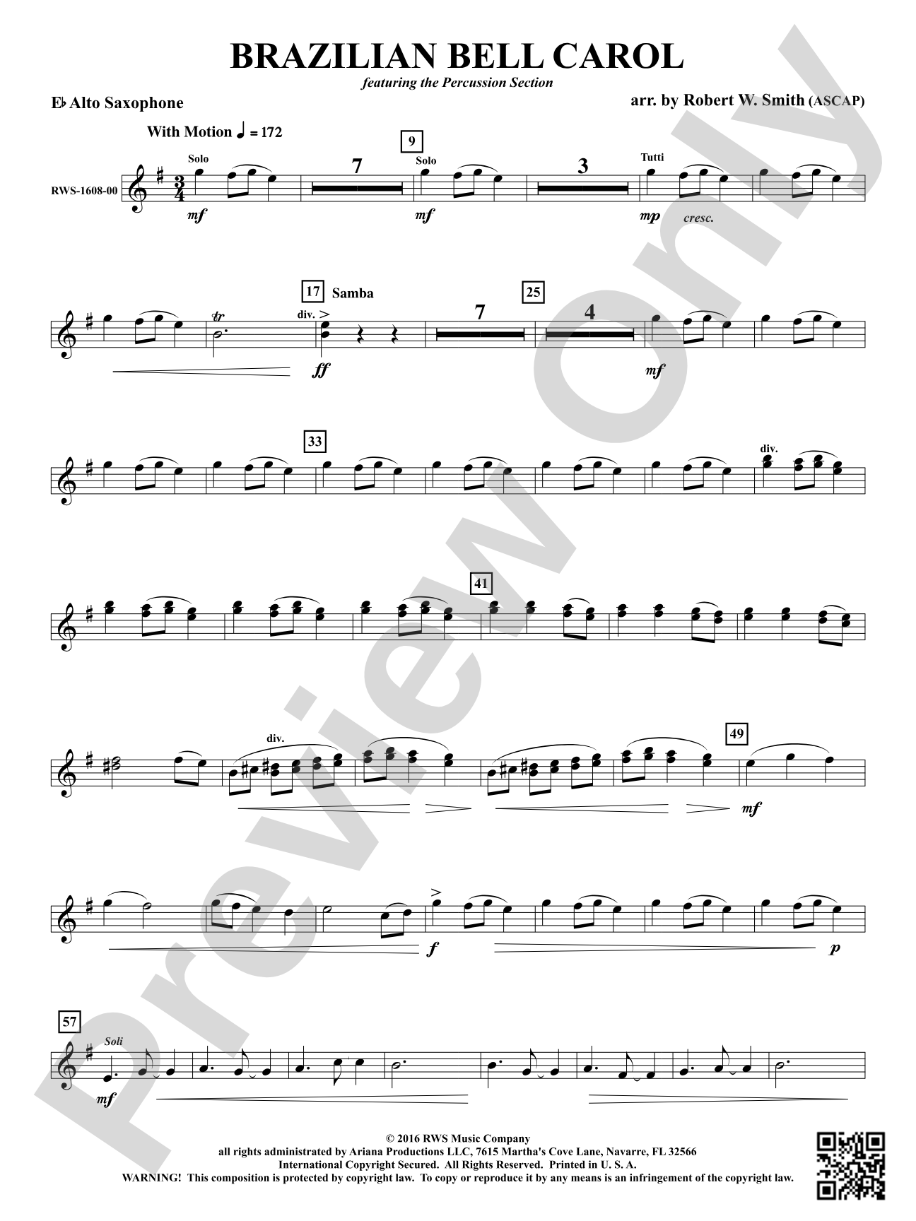 Brazilian Bell Carol: 1st E-flat Alto Saxophone