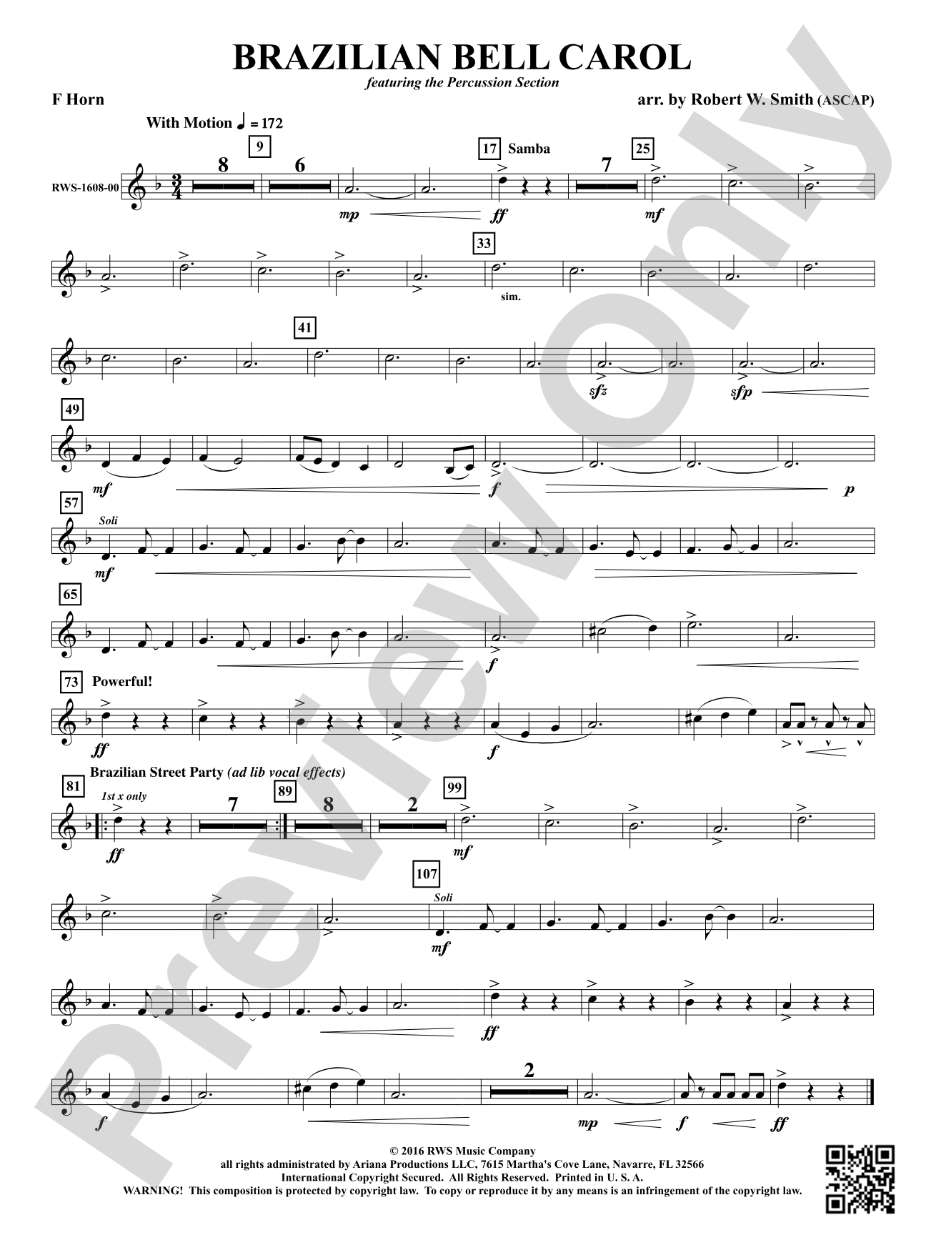 Brazilian Bell Carol: 1st F Horn