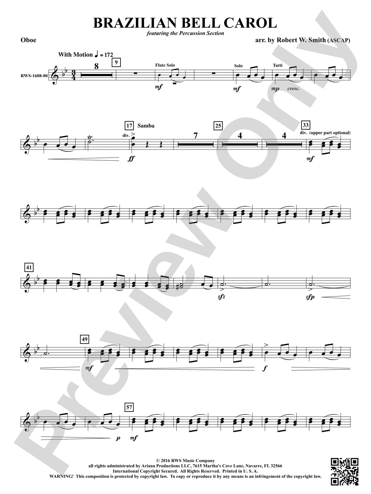 Brazilian Bell Carol: Oboe