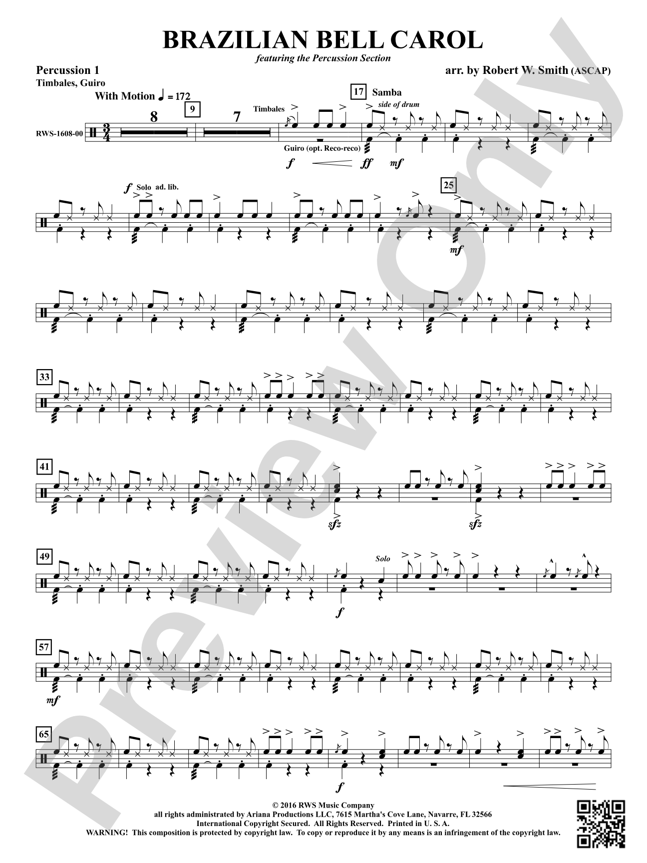 Brazilian Bell Carol: 1st Percussion