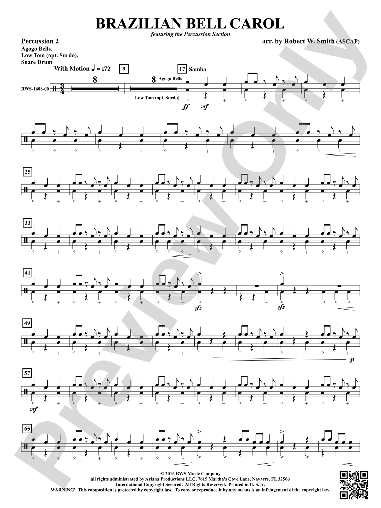 Brazilian Bell Carol: 2nd Percussion