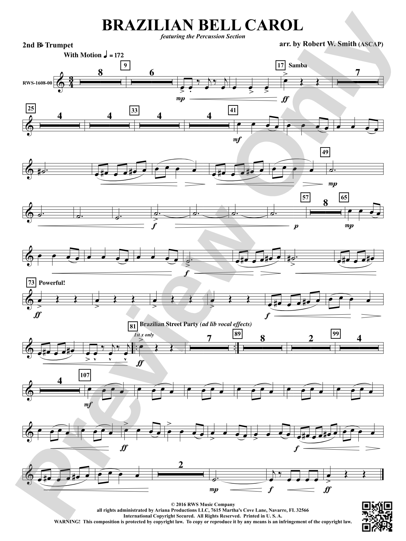 Brazilian Bell Carol: 2nd B-flat Trumpet