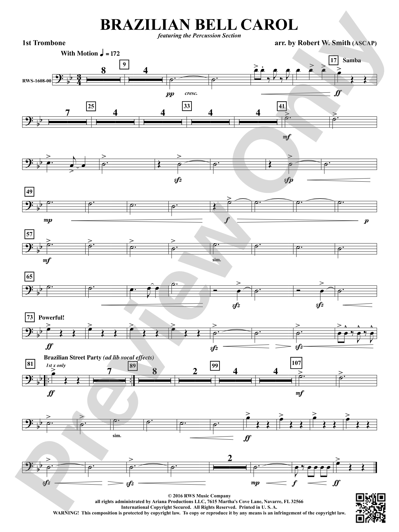 Brazilian Bell Carol: 1st Trombone