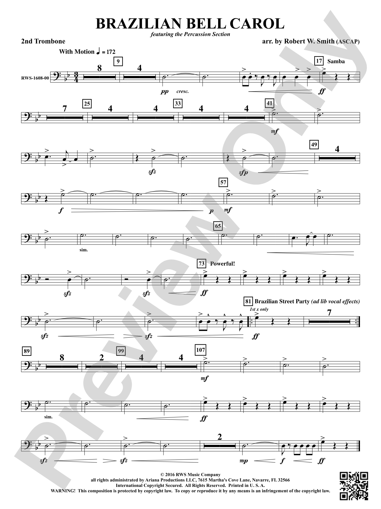 Brazilian Bell Carol: 2nd Trombone