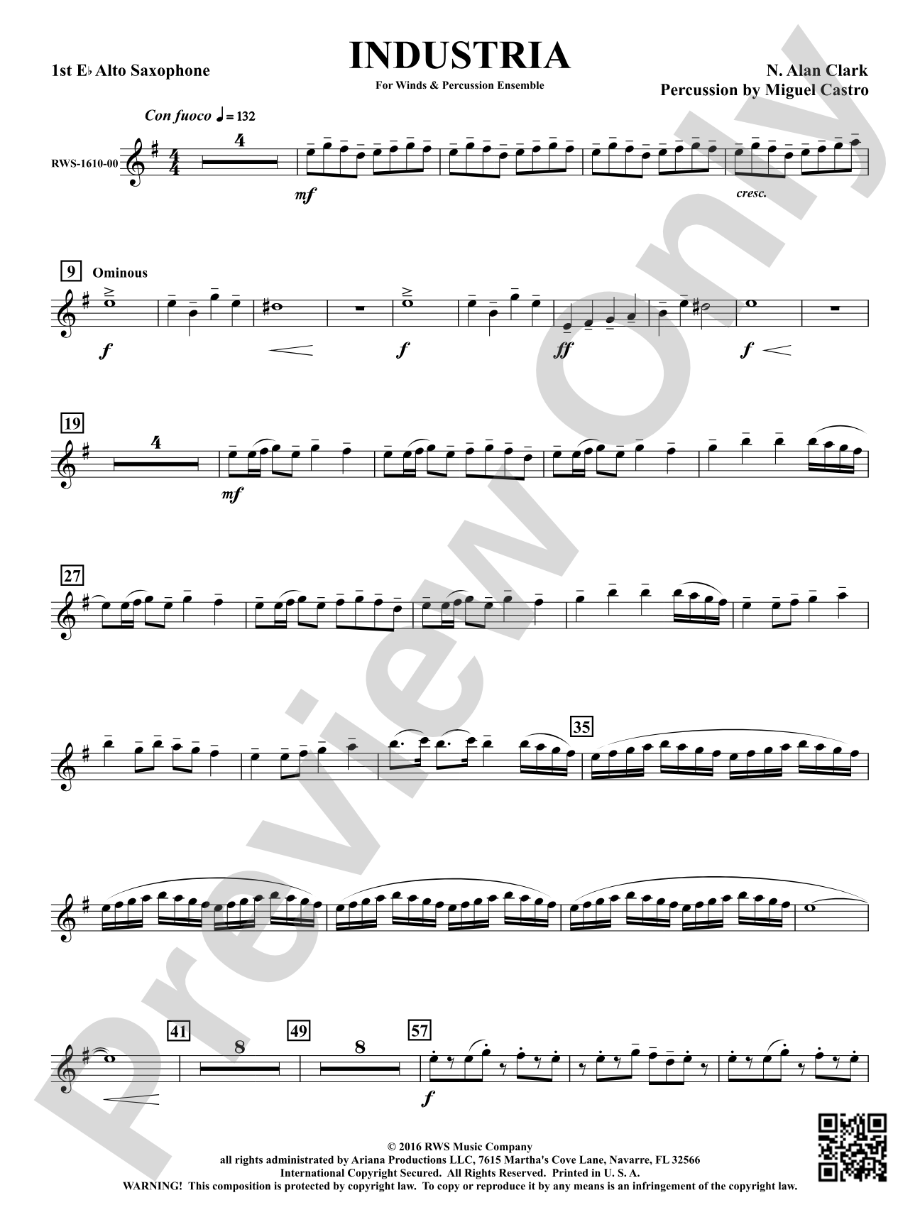 Industria - For Winds & Percussion Ensemble: 1st E-flat Alto Saxophone