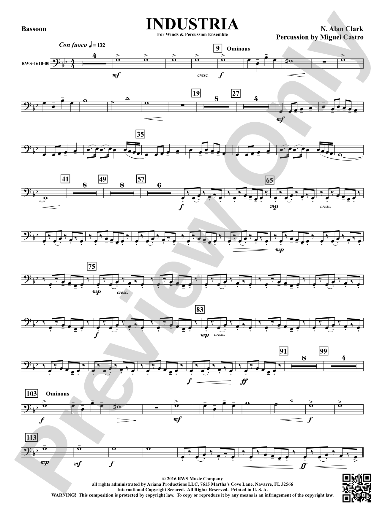 Industria - For Winds & Percussion Ensemble: Bassoon