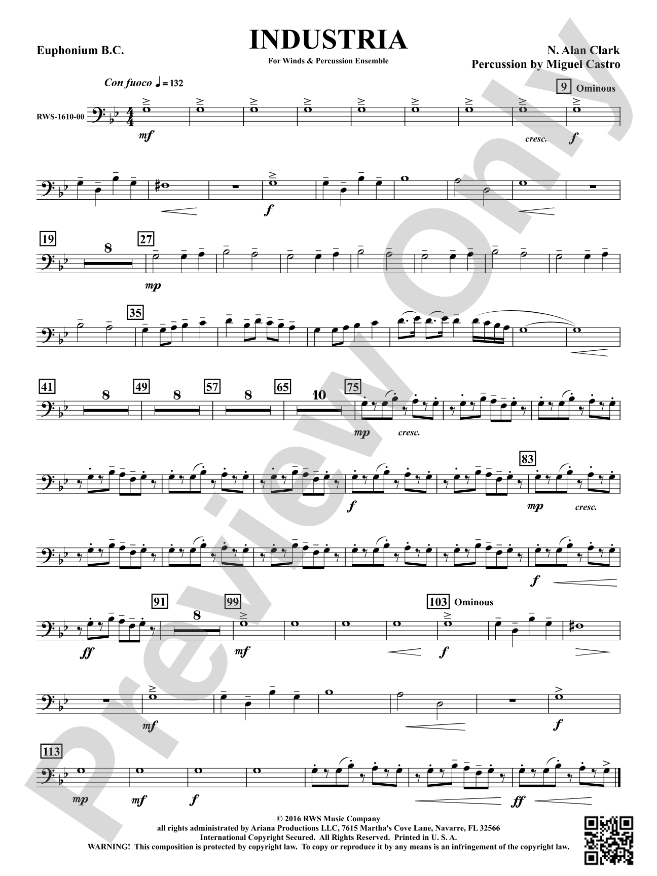 Industria - For Winds & Percussion Ensemble: Baritone B.C.