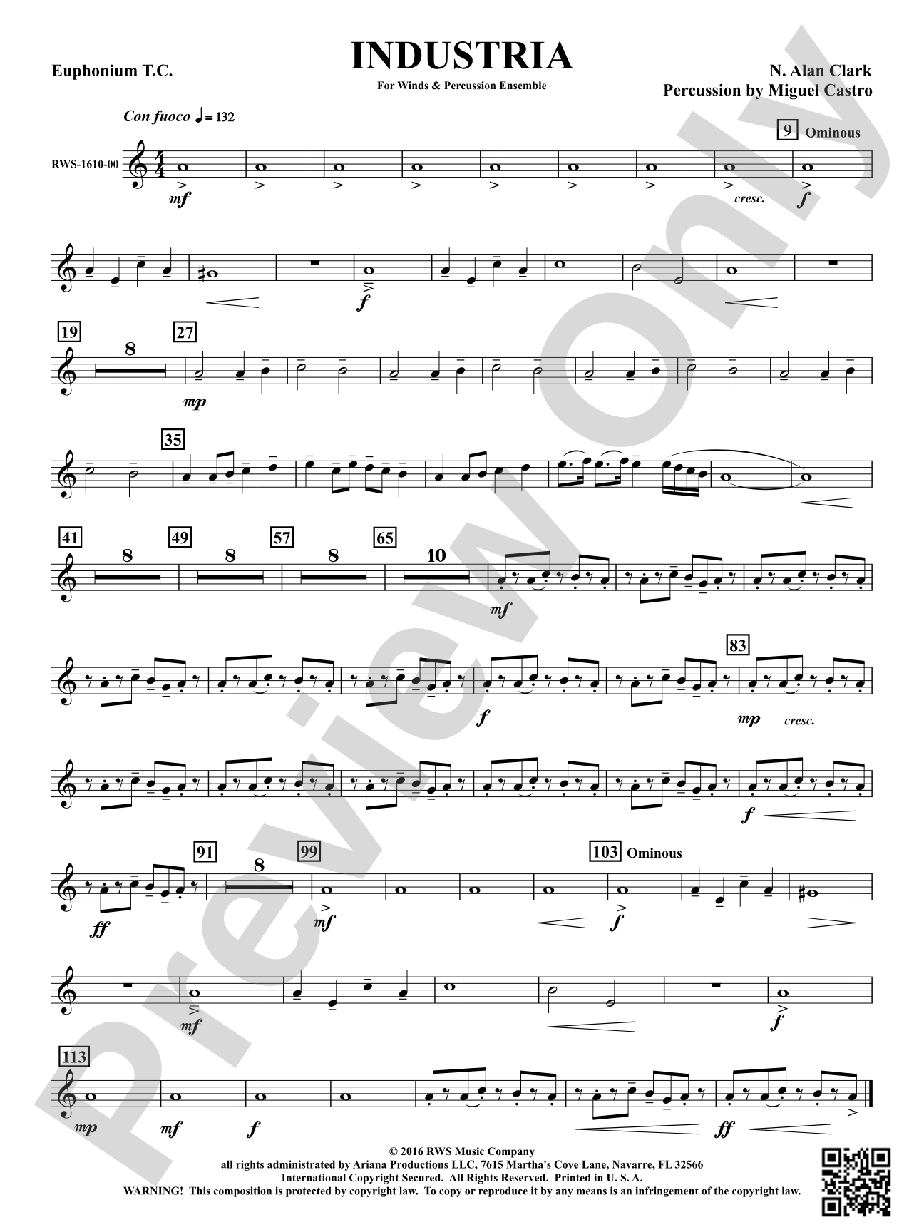 Industria - For Winds & Percussion Ensemble: Baritone T.C.