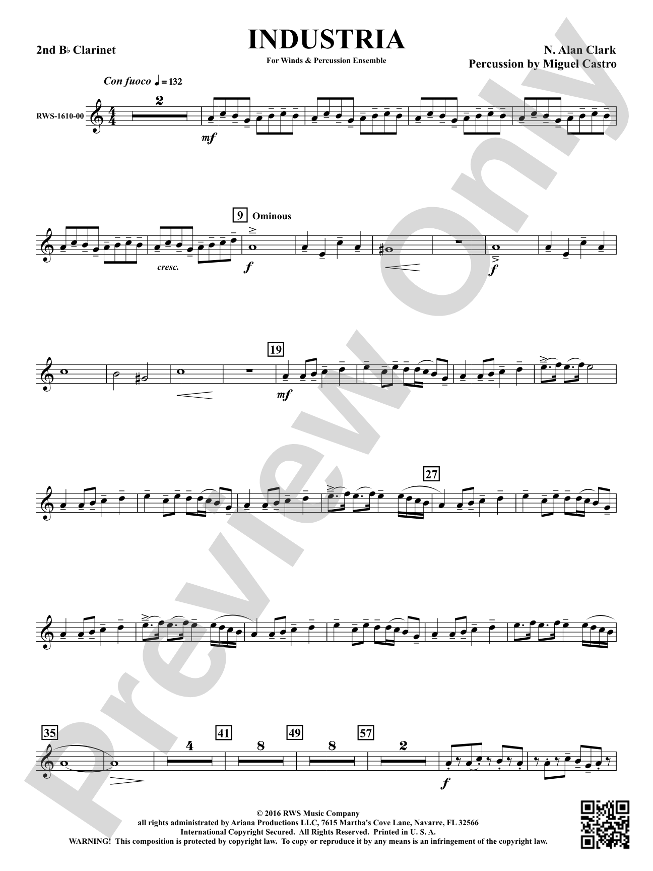Industria - For Winds & Percussion Ensemble: 2nd B-flat Clarinet